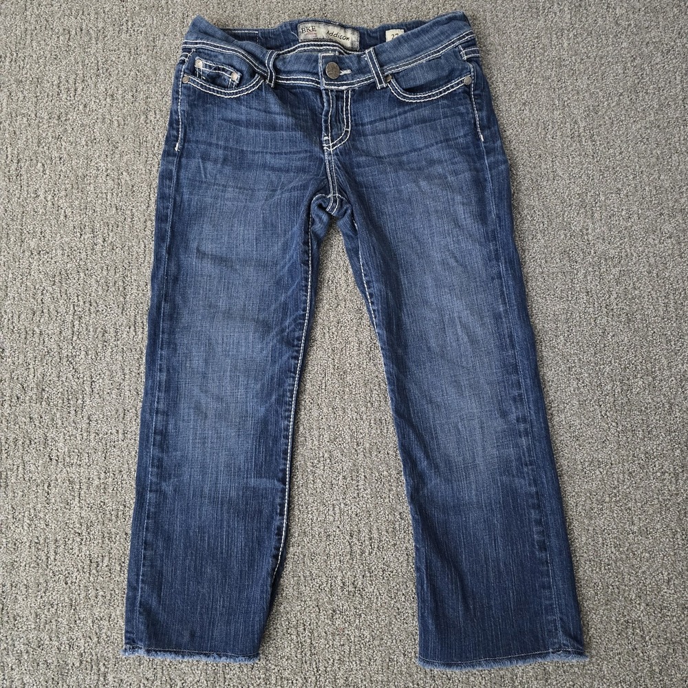 BKE Addison Capri Jeans 27 Dark Wash Cutoff Raw Hem Thick Stitch